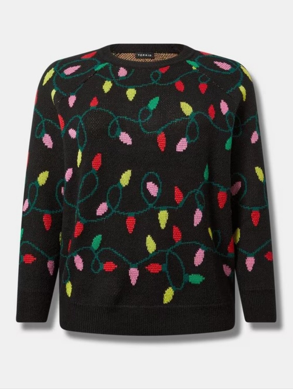 Torrid Christmas Lights Pullover Sweater Knit Sweater in Black